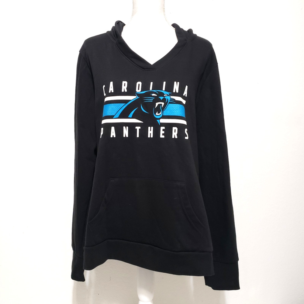 Majestic Carolina Panthers Women SIZE XL Hoodie Black NFL Graphic Print Pullover
